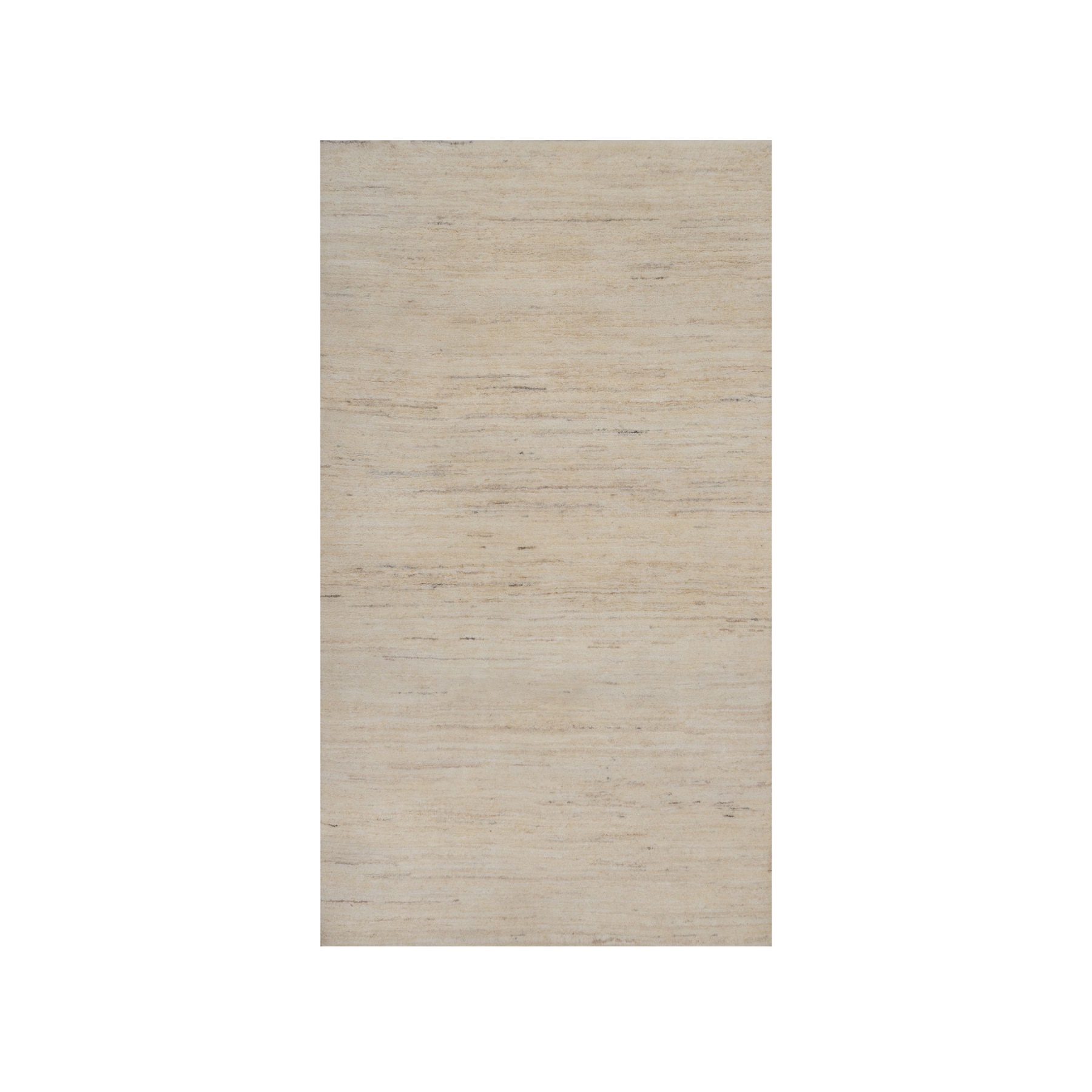 3'x5'2" Linen White, Modern, Plain Design, Lori Buft Gabbeh, Thick and Plush, Hand Knotted, Undyed Natural Wool, Oriental Rug 